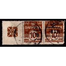 Reklame - 10 øre brun + 10 øre brun - Korstegning - AFA 51 - Frimærke - Stemplet.